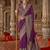 Purple silk blend print work traditional saree for ceremonial