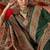 Dark green silk blend print work traditional saree for ceremonial