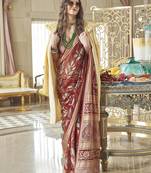 Georgette classic saree with fancy work for ceremonial in rust