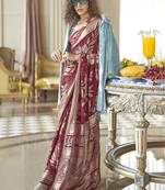 Georgette classic saree with fancy work for ceremonial in red