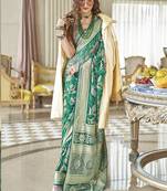 Georgette classic saree with fancy work for ceremonial in sea green