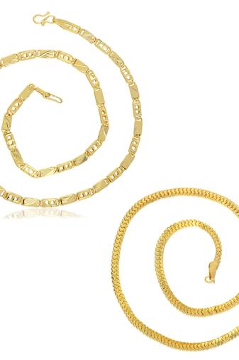 Brass gold plated combo of two necklace for men women