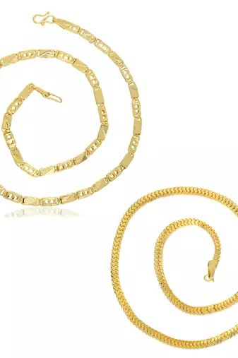 Brass gold plated combo of two necklace for men women