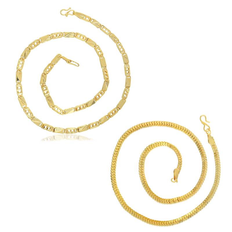 Brass gold plated combo of two necklace for men women