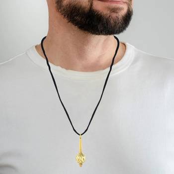 Brass gold plated hanuman gada pendant spiritual chain necklace 4