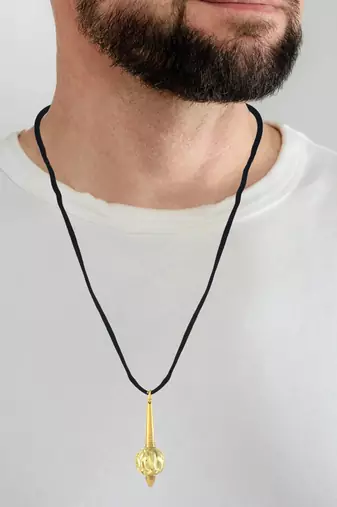 Brass gold plated hanuman gada pendant spiritual chain necklace