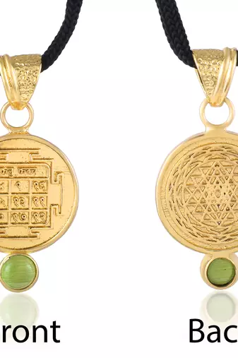 Gold plated chrysoberyl cats eye vedic astrology ketu grah dosh raksha kawach