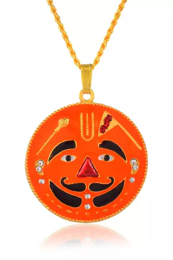 Brass gold meenakari salasar balaji pendant for men