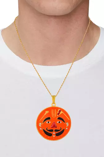 Brass gold meenakari salasar balaji pendant for men