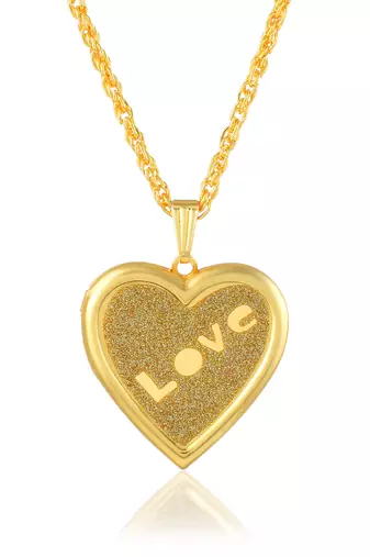 Gold plated golden drussy foil heartshape photo locket openable pendant