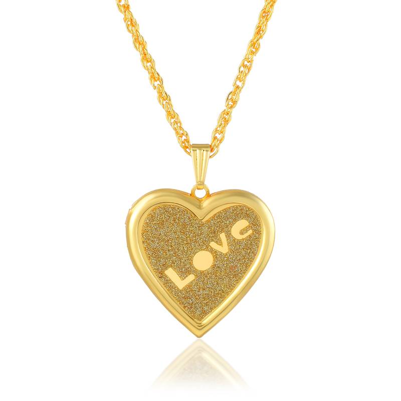 Gold plated golden drussy foil heartshape photo locket openable pendant