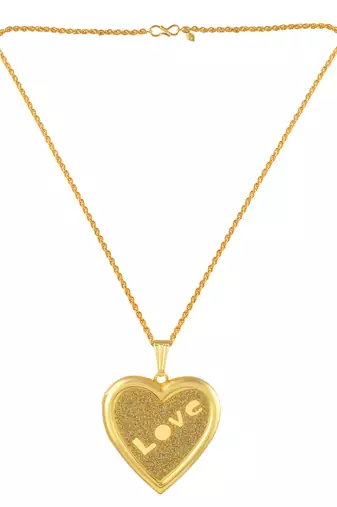 Gold plated golden drussy foil heartshape photo locket openable pendant