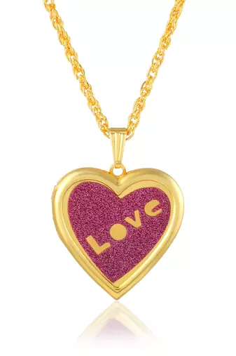 gold plated violet drussy foil heartshape photo locket openable pendant