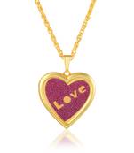 gold plated violet drussy foil heartshape photo locket openable pendant
