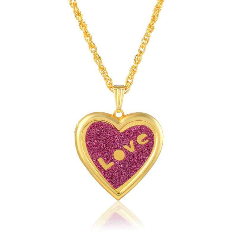 gold plated violet drussy foil heartshape photo locket openable pendant
