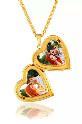 gold plated violet drussy foil heartshape photo locket openable pendant