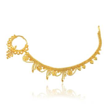 Brass gold plated traditional nath wedding jewellery for women 1