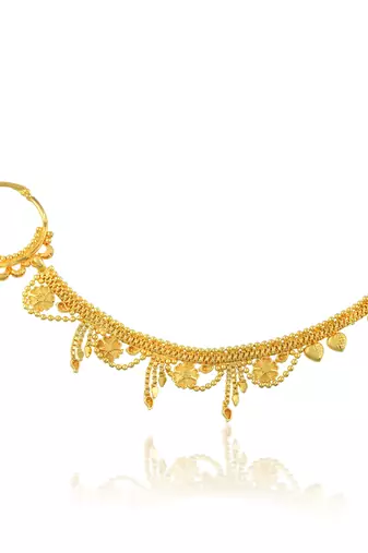 Brass gold plated traditional nath wedding jewellery for women