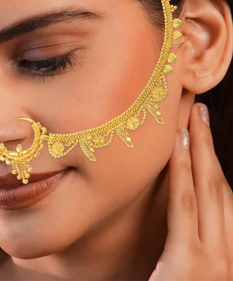 Brass gold plated traditional nath wedding jewellery for women 3