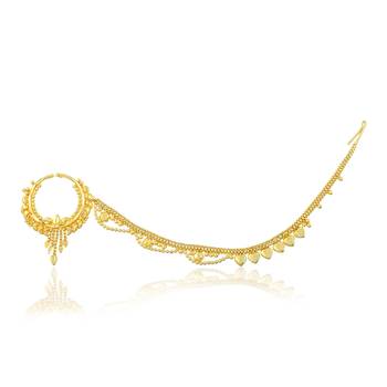 Brass gold plated traditional nath wedding jewellery for women 1