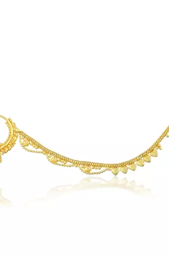 Brass gold plated traditional nath wedding jewellery for women