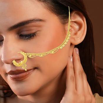 Brass gold plated traditional nath wedding jewellery for women 3