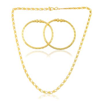 Brass micron gold chain necklace and bangle set 1