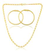 Brass micron gold chain necklace and bangle set