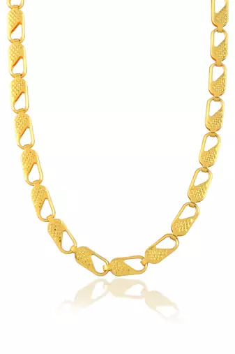 Brass micron gold chain necklace and bangle set