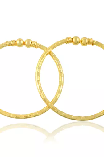 Brass micron gold chain necklace and bangle set
