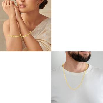 Brass micron gold chain necklace and bangle set 4