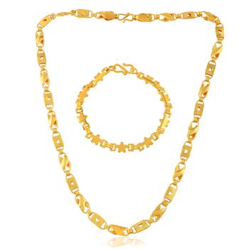 Brass gold combo of chain necklace and bracelet fashion jewellery 1