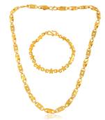 Brass gold combo of chain necklace and bracelet fashion jewellery