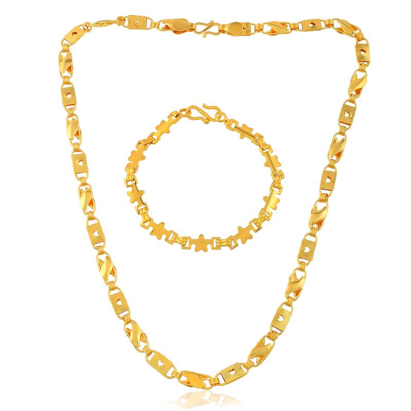 Brass gold combo of chain necklace and bracelet fashion jewellery