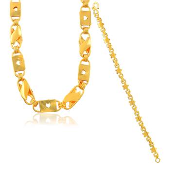 Brass gold combo of chain necklace and bracelet fashion jewellery 2