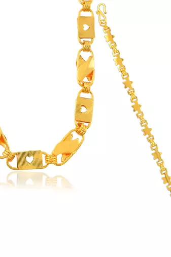 Brass gold combo of chain necklace and bracelet fashion jewellery