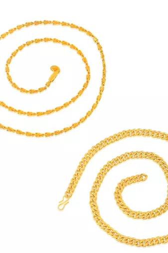 Brass gold plated combo of 2 chain necklace