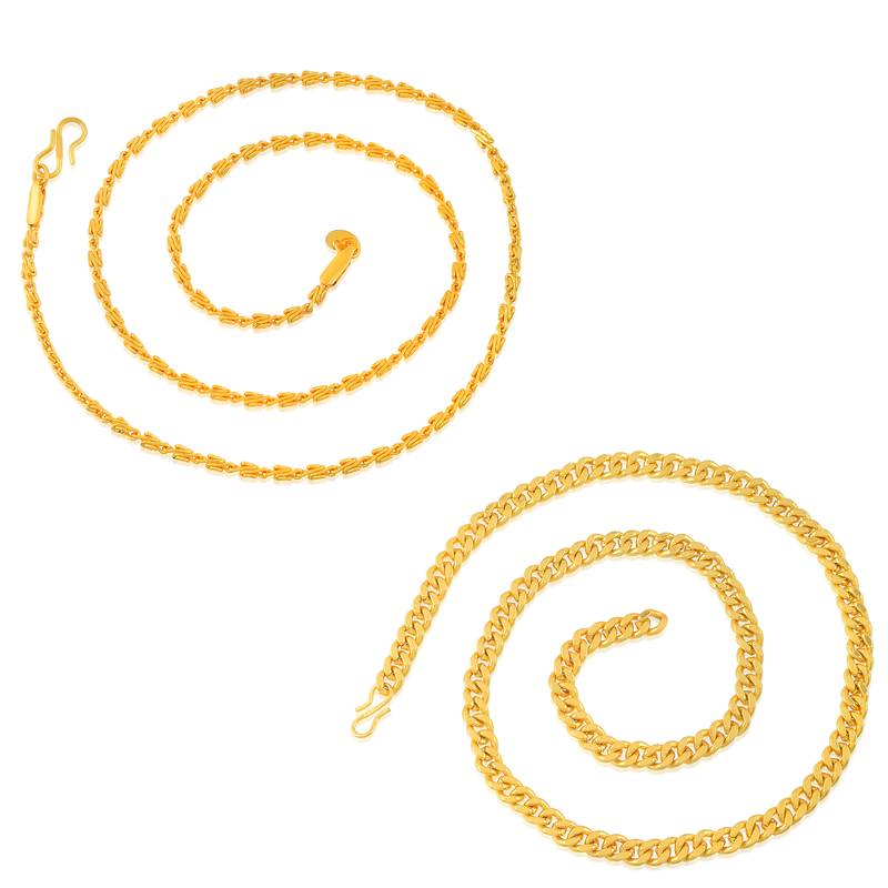 Brass gold plated combo of 2 chain necklace