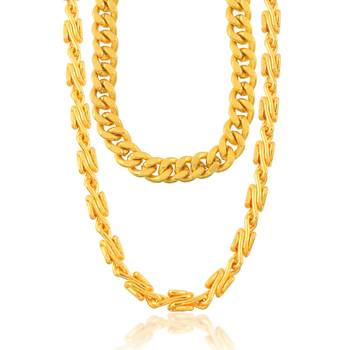 Brass gold plated combo of 2 chain necklace 2
