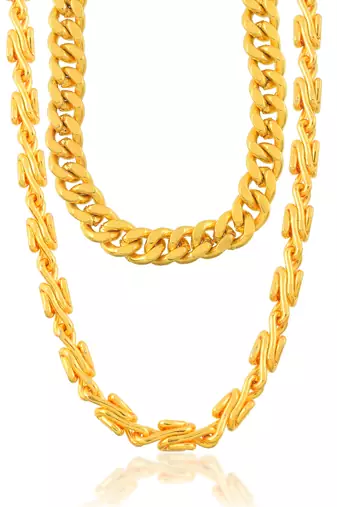 Brass gold plated combo of 2 chain necklace