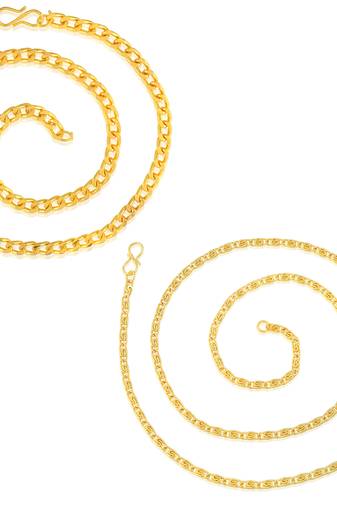 Brass gold plated combo of 2 chain necklace