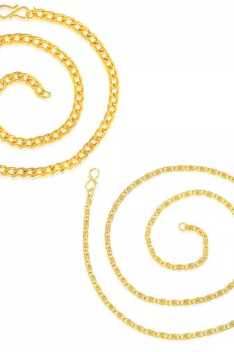 Brass gold plated combo of 2 chain necklace