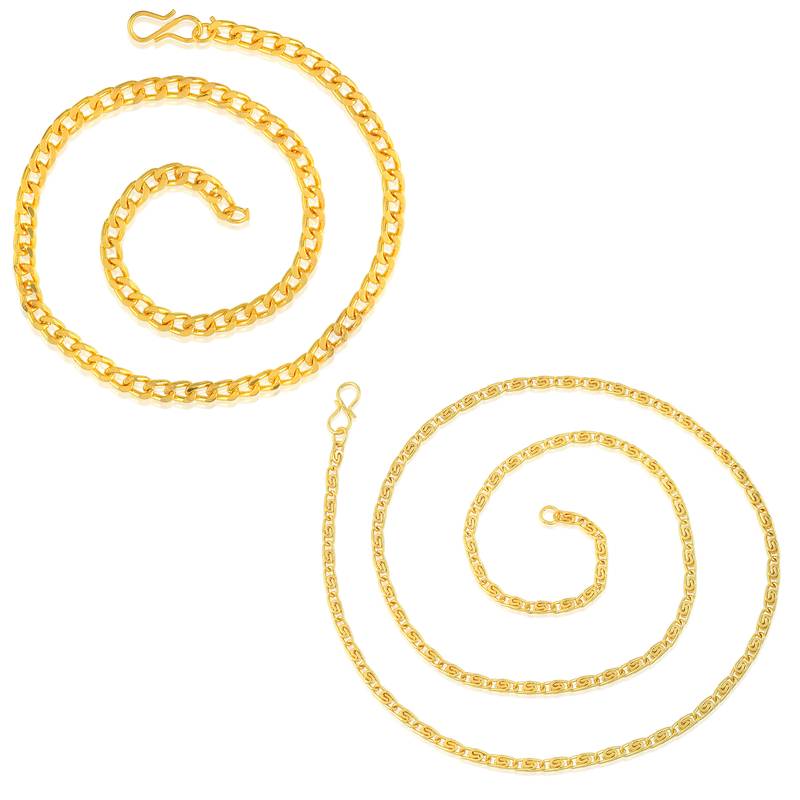 Brass gold plated combo of 2 chain necklace