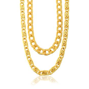 Brass gold plated combo of 2 chain necklace 4