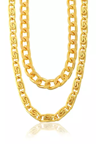 Brass gold plated combo of 2 chain necklace