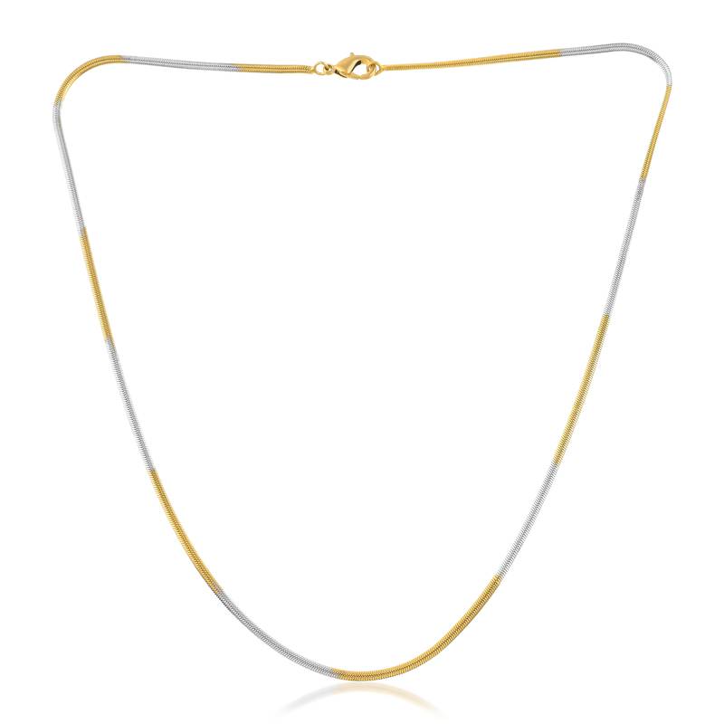 Brass dual tone gold silver two tone plating snake chain necklace men women