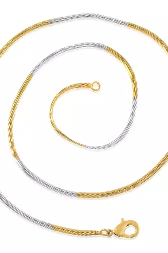 Brass dual tone gold silver two tone plating snake chain necklace men women