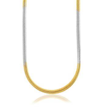 Brass dual tone gold silver two tone plating snake chain necklace men women 3