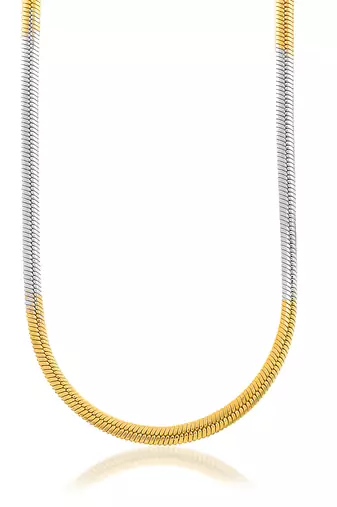 Brass dual tone gold silver two tone plating snake chain necklace men women
