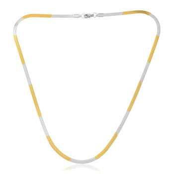 Brass dual tone gold silver two tone plating snake chain necklace men women 1